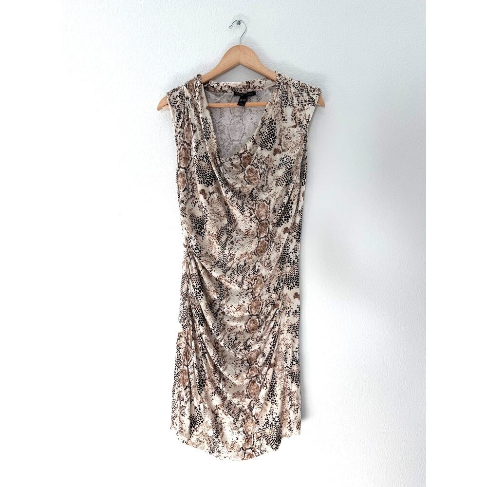 MNG by Mango Snakeskin Print Ruched Draped Midi Dress XL